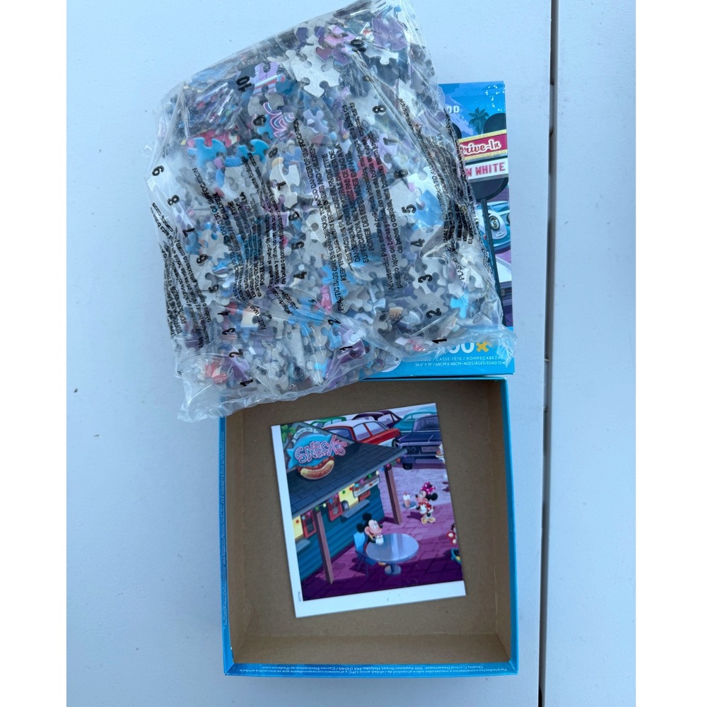Disney Drive-In Snow White Jigsaw Puzzle 1000 Piece Ceaco Mickey Minnie Sealed - Picture 2 of 9